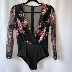Black with Pink Detail Bodysuit
